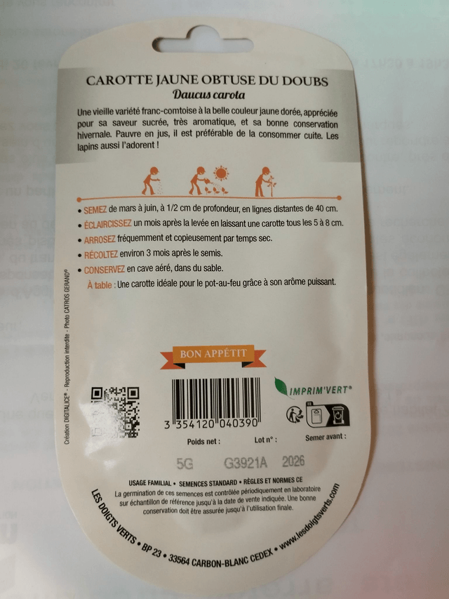 Carotte Jaune obtuse du Doubs