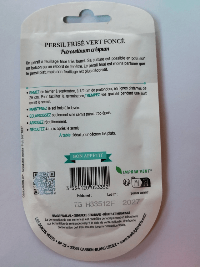 Persil Frisé vert foncé