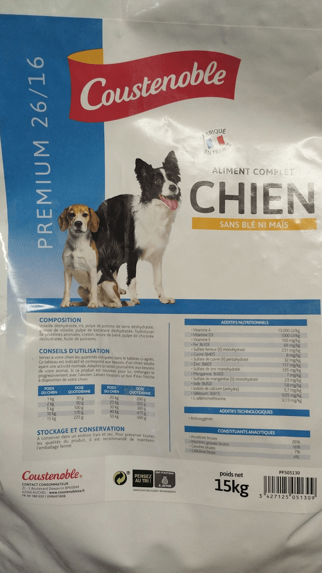 Croquettes Chien Premium 26/16 – Coustenoble