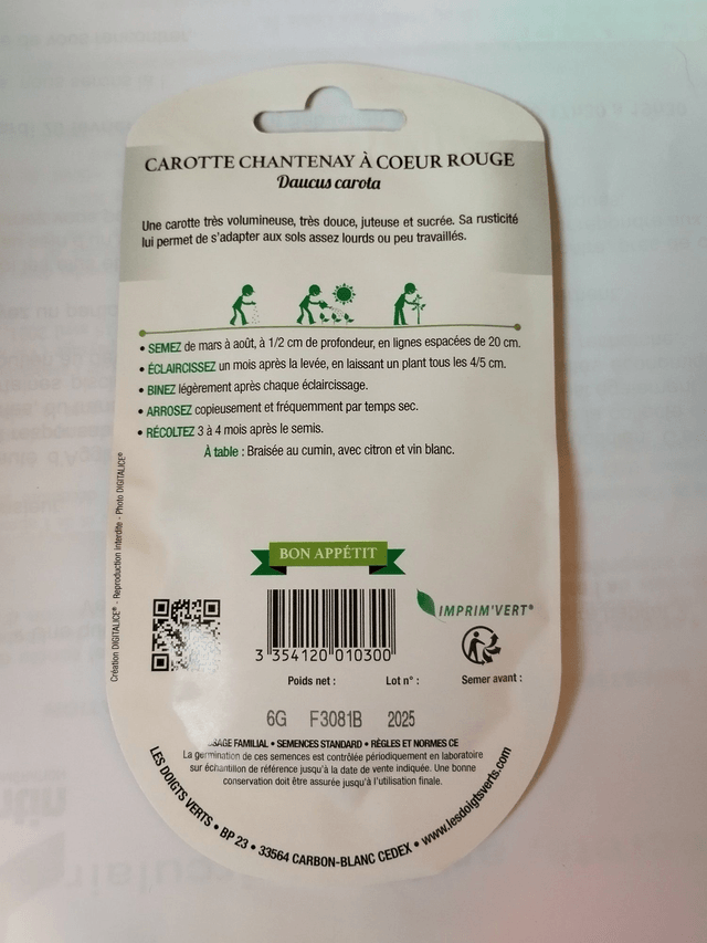 Carotte Chantenay à cœur rouge