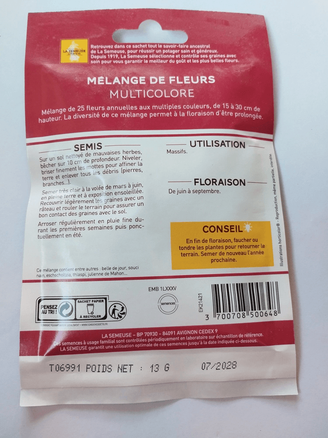 Mélange de fleurs multicolore format éco 