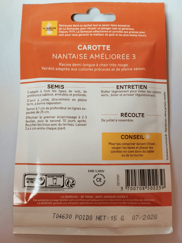 Carotte Nantaise améliorée 3 format éco