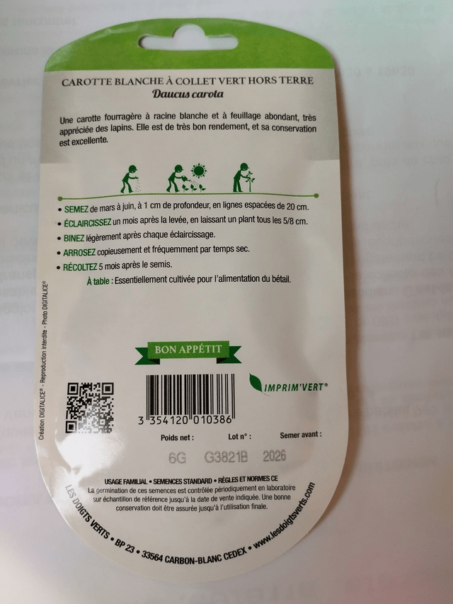 Carotte blanche à collet vert hors terre