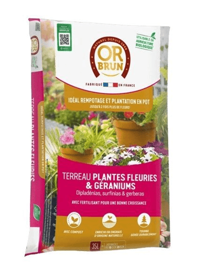 Terreau Plantes Fleuries et Géraniums 35l – Or Brun